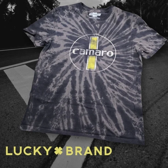 Lucky Brand Men's Chevrolet Camaro Short Sleeve Tie Dye Tee Raven Tie Dye S - Picture 2 of 10